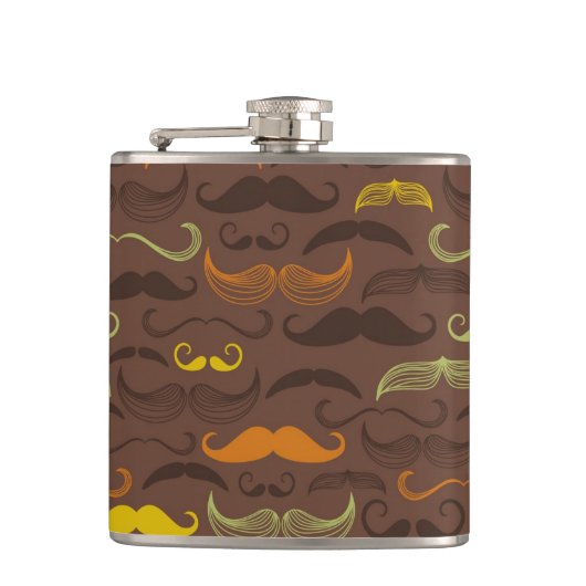 Mustache patroon, retro stijl 5 heupfles (Voorkant)