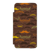 Mustache patroon, retro stijl 5 incipio iPhone portemonnee hoesje (Voorkant Agenda)