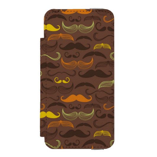 Mustache patroon, retro stijl 5 incipio iPhone portemonnee hoesje (Voorkant Agenda)