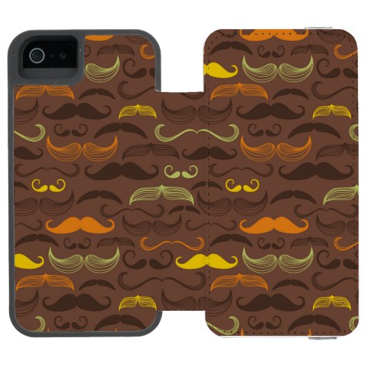 Mustache patroon, retro stijl 5 incipio iPhone portemonnee hoesje (Agenda Open)