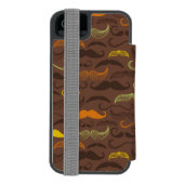 Mustache patroon, retro stijl 5 incipio iPhone portemonnee hoesje (Agenda Achterkant)