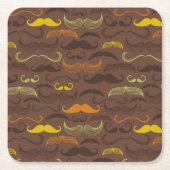 Mustache patroon, retro stijl 5 kartonnen onderzetters (Voorkant)