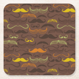 Mustache patroon, retro stijl 5 kartonnen onderzetters