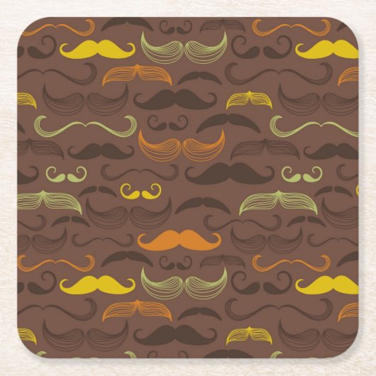 Mustache patroon, retro stijl 5 kartonnen onderzetters (Voorkant)