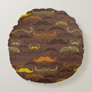 Mustache patroon, retro stijl 5 rond kussen