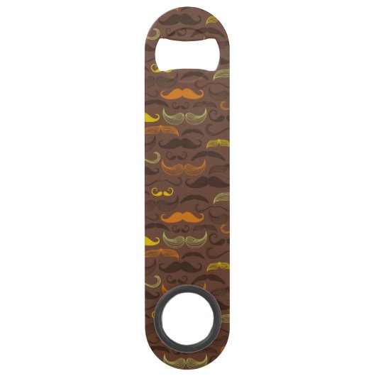 Mustache patroon, retro stijl 5 speed flessenopener (Voorkant)