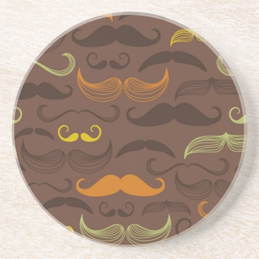 Mustache patroon, retro stijl 5 zandsteen onderzetter (Voorkant)
