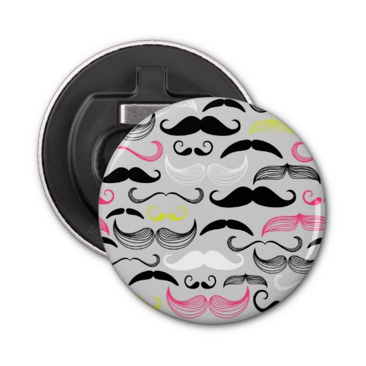 Mustache patroon, retro-stijl button flesopener (Voorkant)