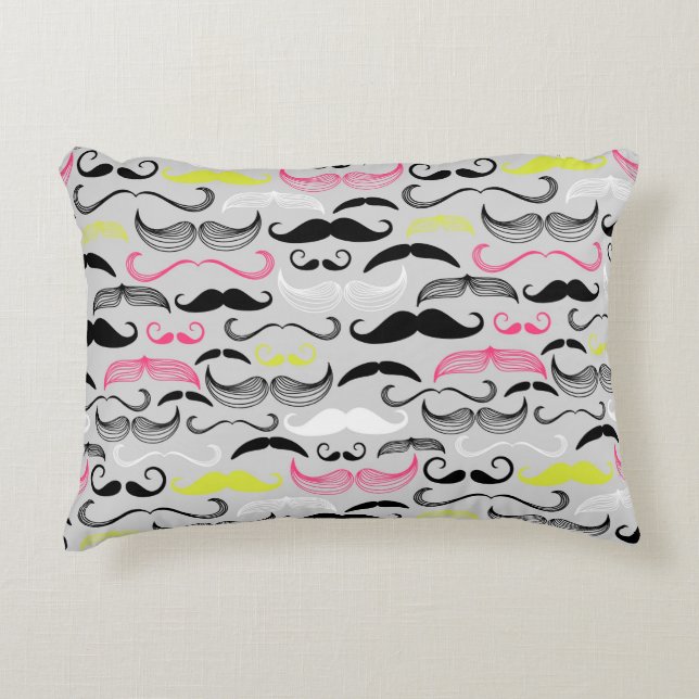 Mustache patroon, retro-stijl decoratief kussen (Voorkant)