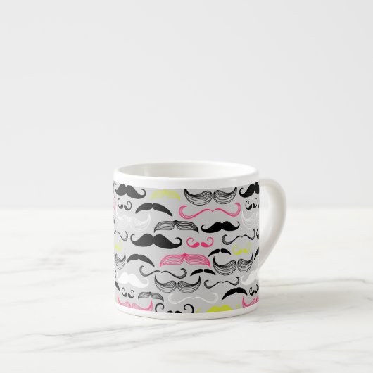 Mustache patroon, retro-stijl espresso kop (Voorkant rechts)