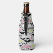 Mustache patroon, retro-stijl flesjeskoeler (Fles Achterkant)
