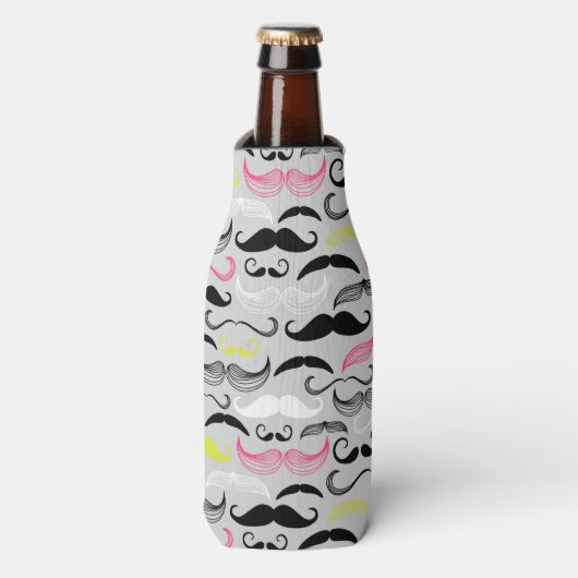 Mustache patroon, retro-stijl flesjeskoeler (Fles Voorkant)