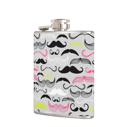 Mustache patroon, retro-stijl heupfles (Links)