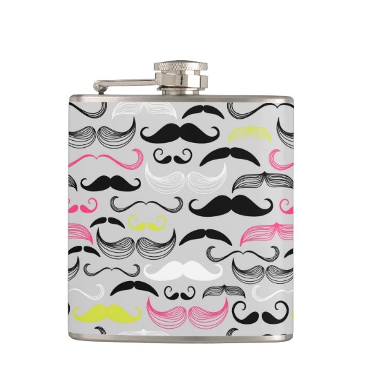 Mustache patroon, retro-stijl heupfles (Voorkant)