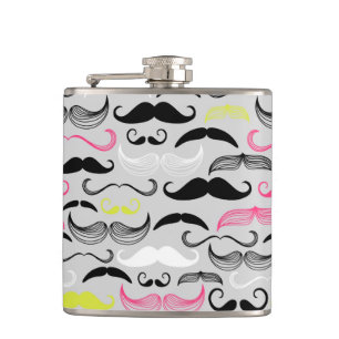Mustache patroon, retro-stijl heupfles