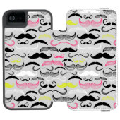 Mustache patroon, retro-stijl incipio iPhone portemonnee hoesje (Agenda Open)