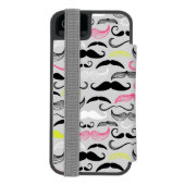 Mustache patroon, retro-stijl incipio iPhone portemonnee hoesje (Agenda Achterkant)