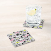 Mustache patroon, retro-stijl kartonnen onderzetters (Insitu)