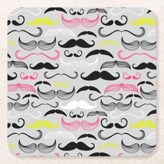 Mustache patroon, retro-stijl kartonnen onderzetters (Voorkant)
