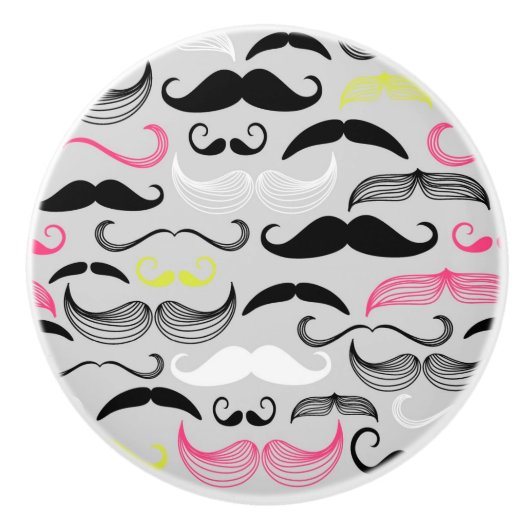 Mustache patroon, retro-stijl keramische knop (Voorkant)