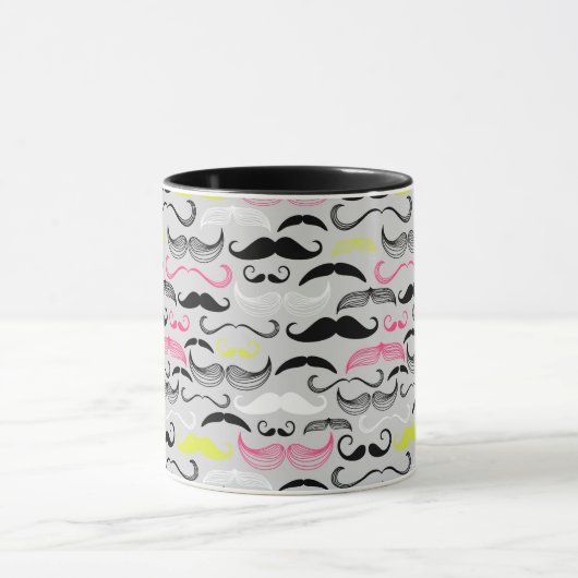 Mustache patroon, retro-stijl mok (Midden)