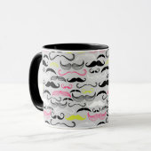 Mustache patroon, retro-stijl mok (Voorkant links)