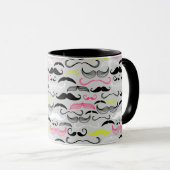Mustache patroon, retro-stijl mok (Voorkant rechts)