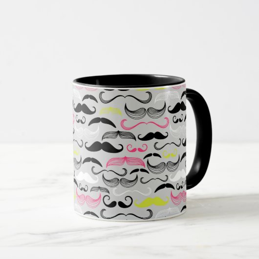 Mustache patroon, retro-stijl mok (Voorkant rechts)