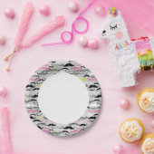 Mustache patroon, retro-stijl papieren bordje (Feest)