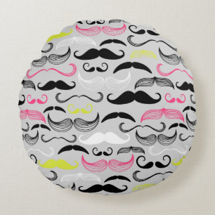 Mustache patroon, retro-stijl rond kussen
