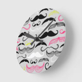 Mustache patroon, retro-stijl ronde klok (Hoek)