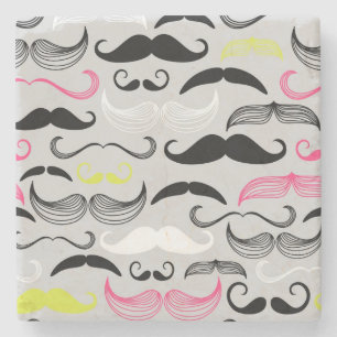 Mustache patroon, retro-stijl stenen onderzetter