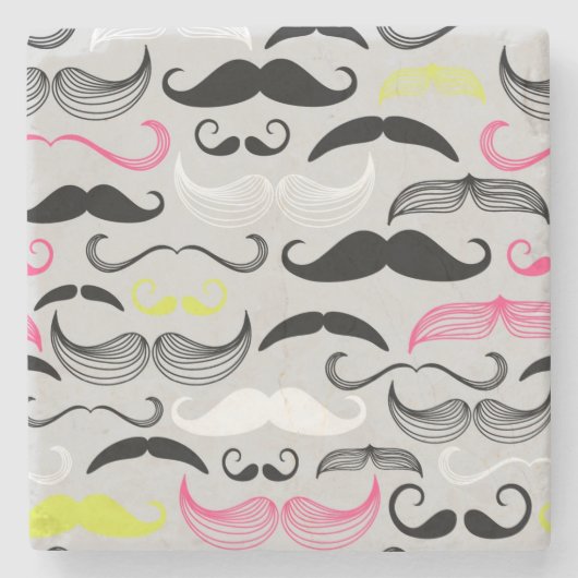 Mustache patroon, retro-stijl stenen onderzetter (Voorkant)