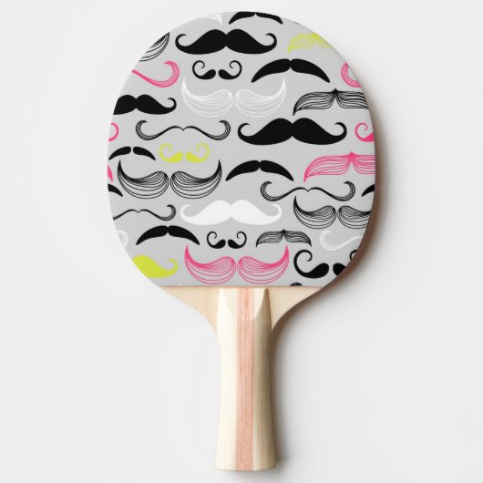 Mustache patroon, retro-stijl tafeltennisbatje (Voorkant)