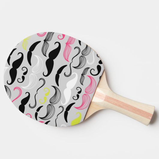Mustache patroon, retro-stijl tafeltennisbatje (Zijkant)