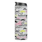 Mustache patroon, retro-stijl thermosbeker (Geroteerd rechts)
