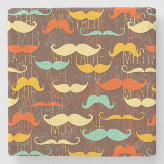 Mustache patroon stenen onderzetter (Voorkant)
