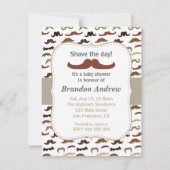 Mustache Pattern Boy Baby shower Party Kaart (Voorkant)