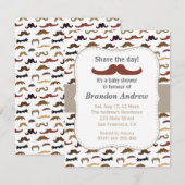 Mustache Pattern Boy Baby shower Party Kaart (Voorkant / Achterkant)