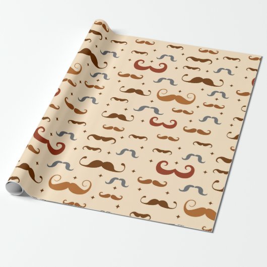Mustache Pattern Cadeaupapier (Uitgerold)