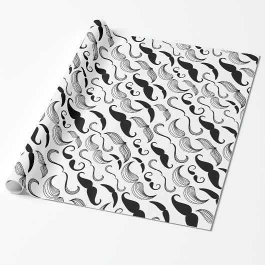 Mustache Pattern Cadeaupapier (Uitgerold)