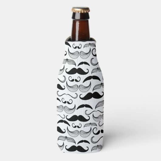 Mustache Pattern Flesjeskoeler (Fles Voorkant)
