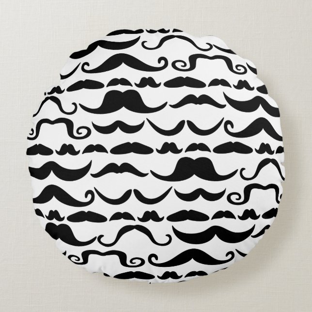 Mustache Pattern Rond Kussen (Voorkant)