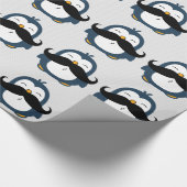Mustache Penguin Cartoon Cadeaupapier (Hoek)