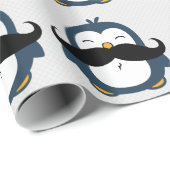 Mustache Penguin Cartoon Cadeaupapier (Rol Hoek)