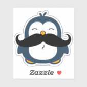 Mustache Penguin Contour Cut Sticker (Vel)