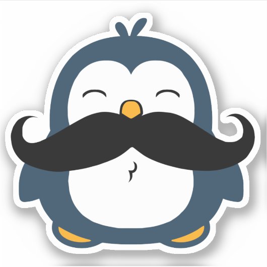 Mustache Penguin Contour Cut Sticker (Voorkant)
