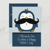 Mustache Penguin Grand Vaderdag | Blauw (Voorkant / Achterkant)