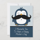 Mustache Penguin Happy Moederdag Kaart (Voorkant)