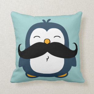 Mustache Penguin Kussen